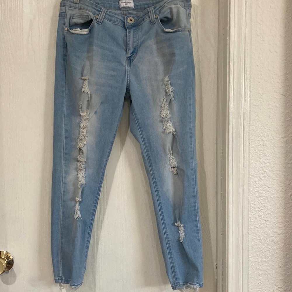 GoGo Jeans size 13 Juniors Distressed Ripped‎ straight leg
